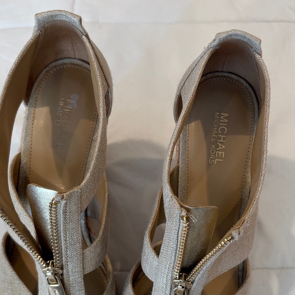 Michael Kors Gold and Tan Wedge Sandals - Picture 5 of 5